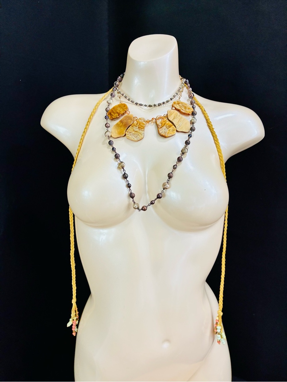 Layered Bohemian Festival Chic Statement Necklace’s- Gold Tone Southwestern EUC